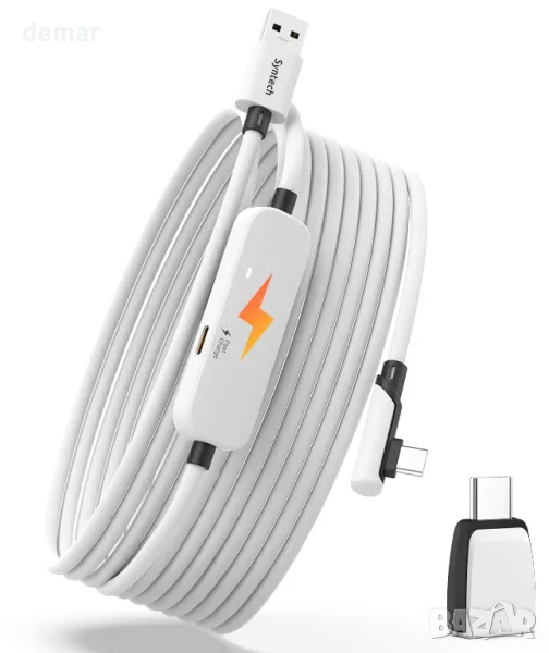 Syntech Link кабел със зареждане 5 м Съвместим с Oculus/Meta Quest 3S/3, Quest 2/Pro, Pico 4/Ultra, снимка 1