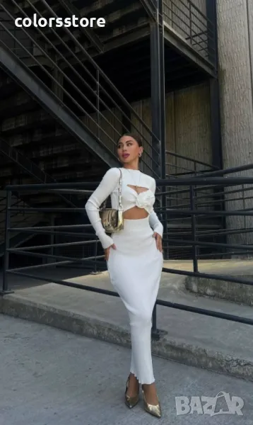 Дамска рипс рокля Rose white, снимка 1