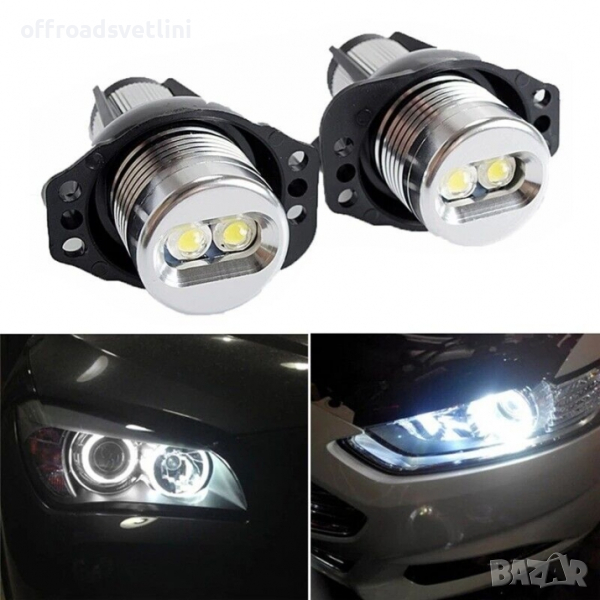 БЕЛИ LED крушки Angel Eyes ангелски очи за BMW E90 E91 E92 с Canbus, снимка 1