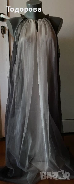 Много елегантна рокля без ръкав от тюл, с подплата, светло и тъмносиво, снимка 1