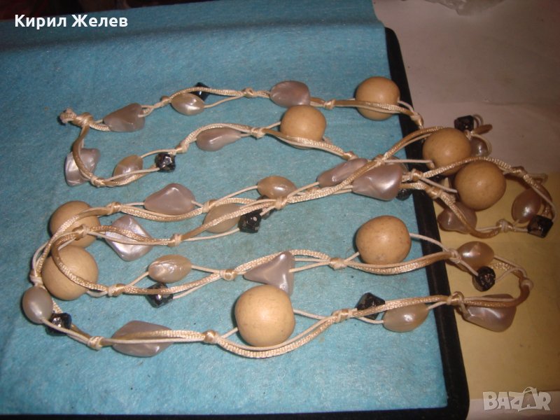 ХИПИ СТИЛ ДЪРВО КРИСТАЛ и КАТАЛИН ХЕНД-МЕЙД ОГЪРЛИЦА ПЕРЛЕН ТИП 27012 , снимка 1