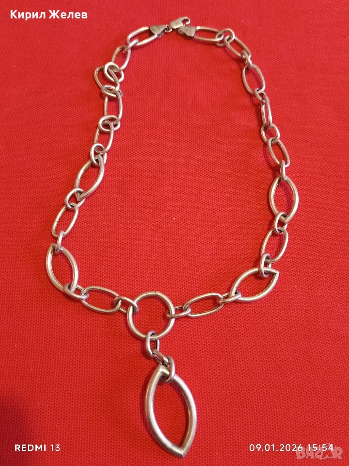 Масивен сребърен ланец много красив майсторска ръчна изработка 53062, снимка 1