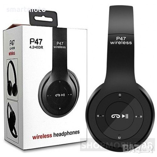 Безжични Bluetooth слушалки P47 Wireless, FM радио, Вграден микрофон, снимка 1