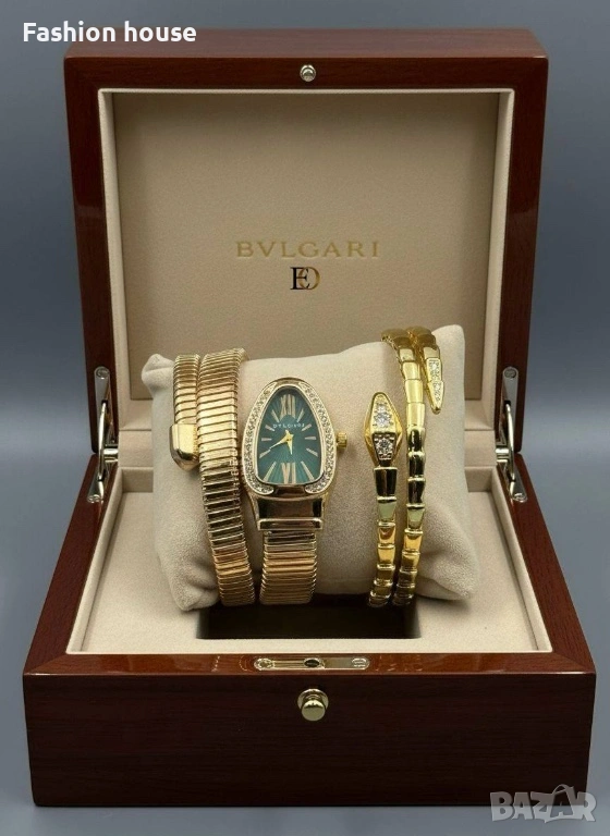 Bulgari часовник и гривна в кутия, снимка 1
