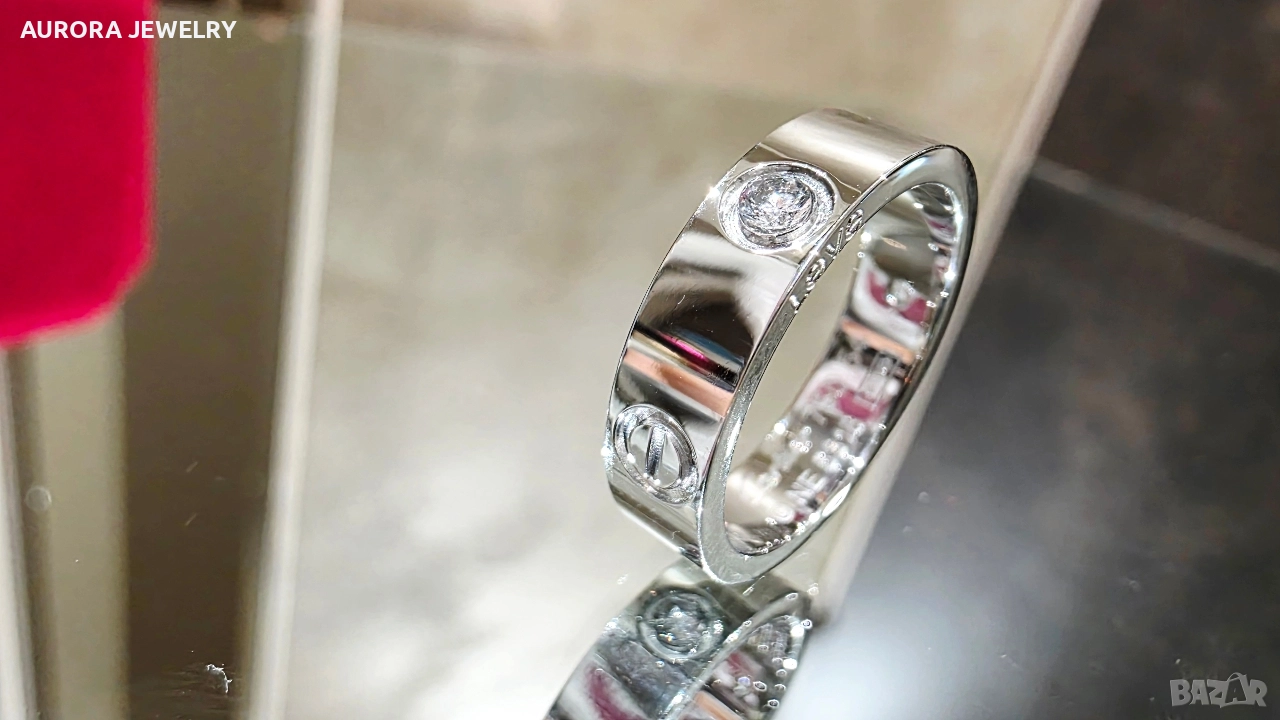 CARTIER Love White Gold 3 Diamonds Classic Model Пръстен, снимка 1