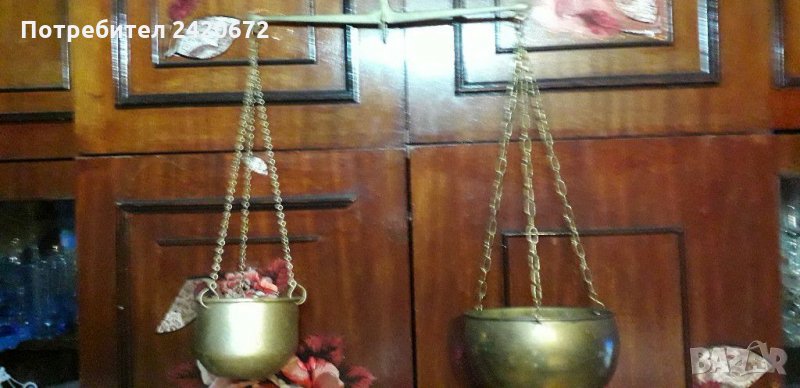 Стар  месингов  кантар , снимка 1