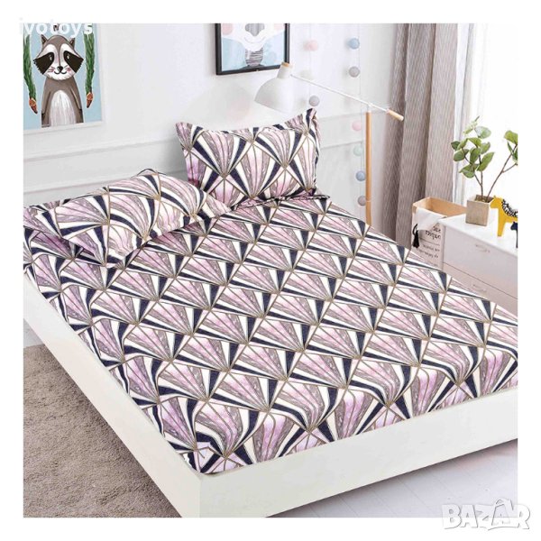 Долен чаршаф с ластик и две калъфки, 3 части - Модел WS15491, снимка 1