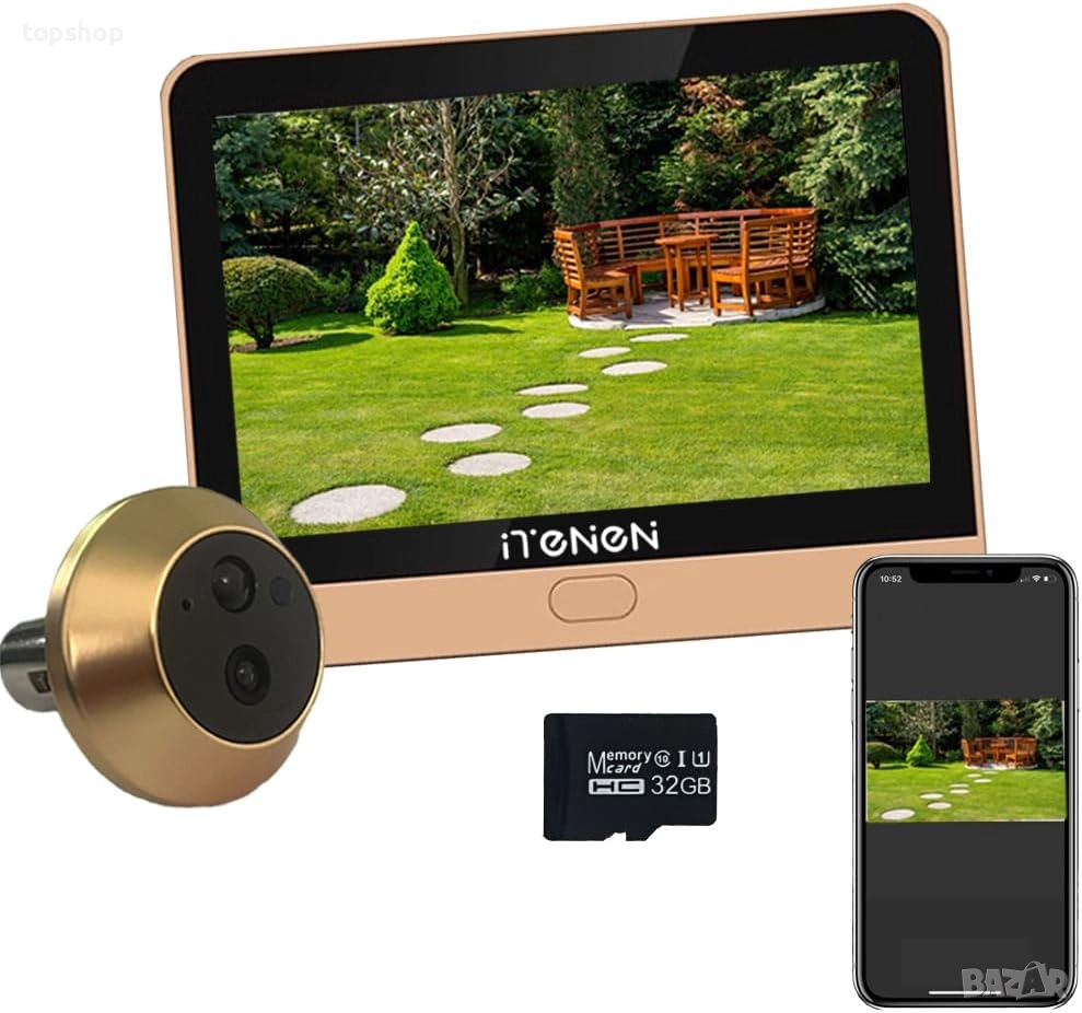iTenen 3.0MP цифрова шпионка с вградена батерия 5000mAh и 32GB MicroSD, безжична с 4.3" цветен екран, снимка 1