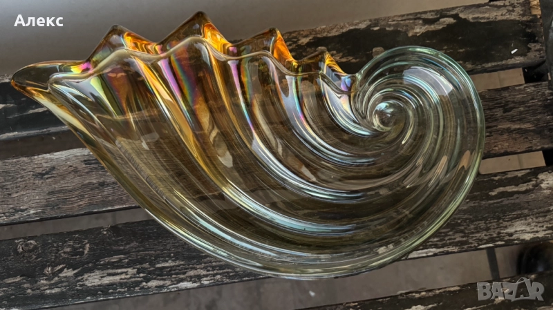 Винтидж масивна фруктиера–цветно стъкло., снимка 1