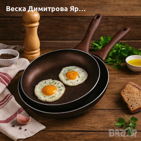 Комплект тигани 9Tnine-4419, 22/26см, Мраморно покритие, Кован алуминий, снимка 2 - Съдове за готвене - 51737953