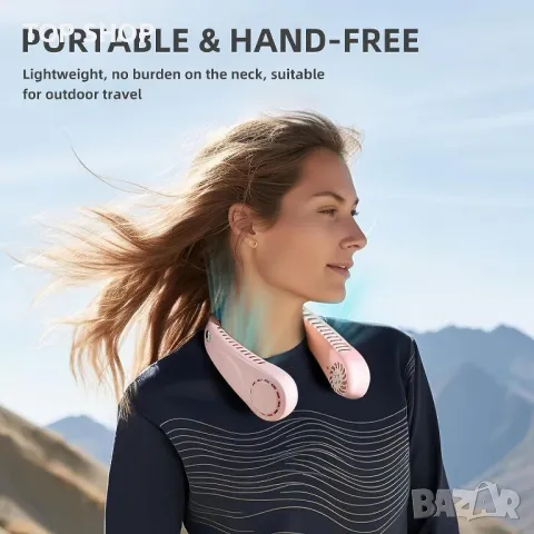 Преносим вентилатор за врата, акумулаторен с LED дисплей, 3000 mAh, снимка 4 - Друга електроника - 49522863