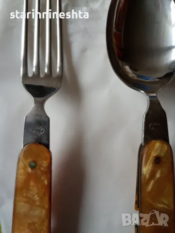 Ретро Винтидж ДИП Петко Денев джобен комплект нож ножка ножче виличка лъжичка , снимка 5 - Антикварни и старинни предмети - 48928603