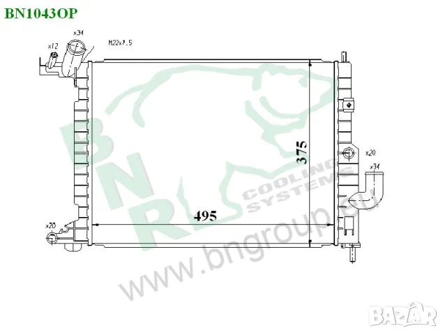 Воден радиатор BNR за OPEL BN1043OP, снимка 2 - Части - 14371566