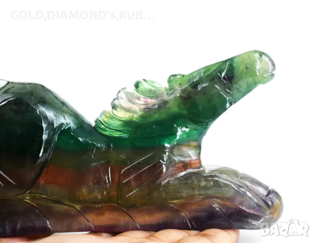 Флуорит ! Истински 5037,00 Cts многоцветен флуорит, ръчно резбован кон, снимка 3 - Антикварни и старинни предмети - 47743668