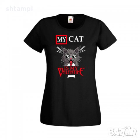Дамска тениска Свети Валентин My Cat Is My Valentine 3, снимка 4 - Тениски - 35648357