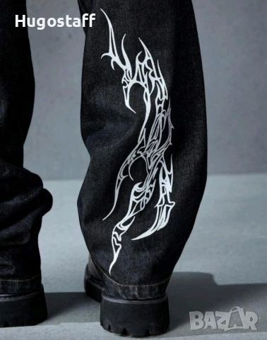 Нови дънки Casual Jeans модерен дизайн панталони черни размер 34, снимка 7 - Дънки - 52503108