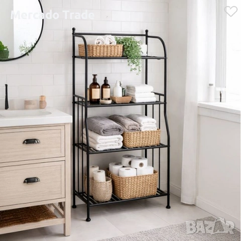 Декоративна етажерка - органайзер Mercado Trade, 4 рафта, Метал, Черен