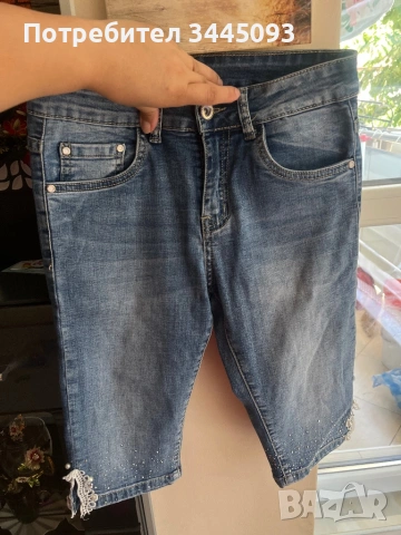 Нови 3/4 дънкови панталони - рр S, снимка 2 - Дънки - 54341401