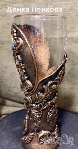 Ръчно декорирана халба за бира 330мл, снимка 4 - Декорация за дома - 48885579