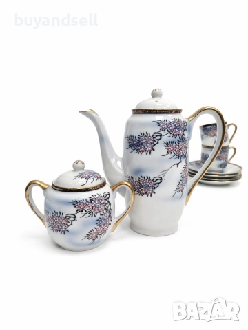 Японски порцелан Кутани, сервиз за кафе, снимка 3 - Сервизи - 54302412