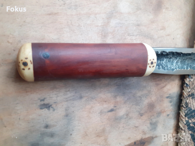 Страхотен ловен якутски кован нож с кания от змийска кожа, снимка 4 - Антикварни и старинни предмети - 54031293