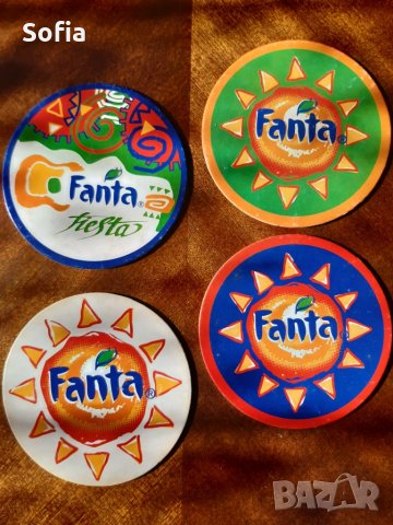 Кока Кола колекция/Фенове : FANTA FIESTA 90те - комплект 4бр.бирени подложки, снимка 1 - Колекции - 31893229