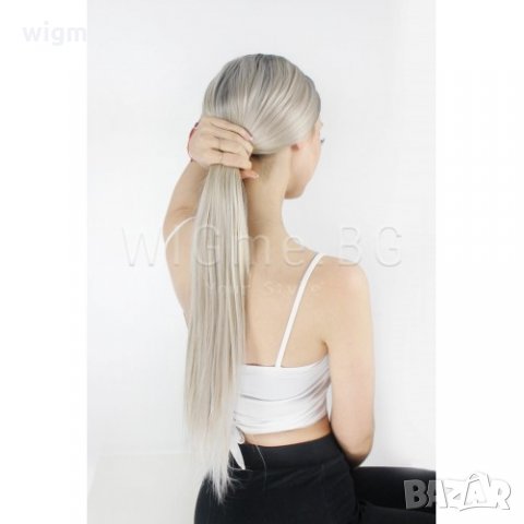 Дълга права пепелно руса лейс фронт перука Натали, снимка 7 - Аксесоари за коса - 27904320