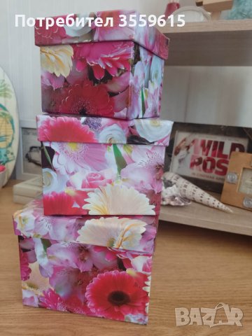 комплект от 3 кутии с цветя, снимка 2 - Други стоки за дома - 40464684