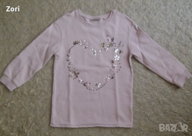КРАСИВА плътна блуза в цвят пепел от рози с камъни и перли за възраст 7 години , снимка 1