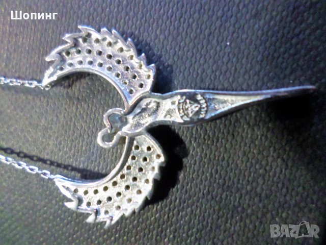 Сребърно колие със синджир "Крилете на Любовта" , снимка 6 - Колиета, медальони, синджири - 31484452