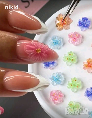 10 бр 3d малки цветя цветчета цветенца цвете декорация нокти маникюр акрил, снимка 6 - Продукти за маникюр - 53892996