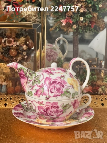 Чаша за чай с чайник, снимка 2 - Антикварни и старинни предмети - 53138195