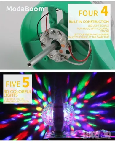 Диско LED лампа, въртяща се крушка - автоматично въртене с кристални топки, снимка 2 - Лед осветление - 48817059