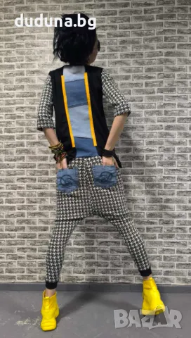 Страхотен дамски сет потури и блуза с дънкови акценти в уникален стил!, снимка 2 - Комплекти - 49103946