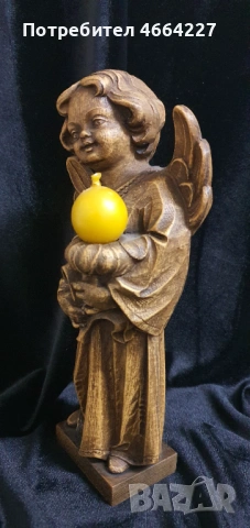 Дървена статуетка на ангел, снимка 2 - Антикварни и старинни предмети - 54083808