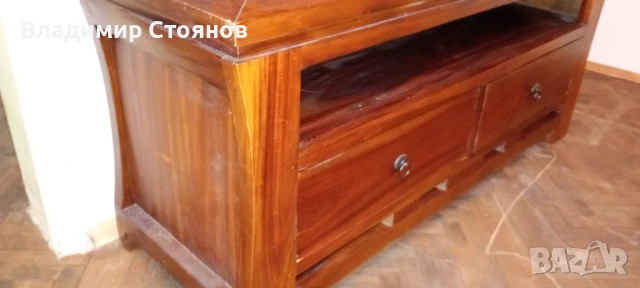 Дървен шкаф за книги + секция (дърворезба), снимка 4 - Шкафове - 50703468