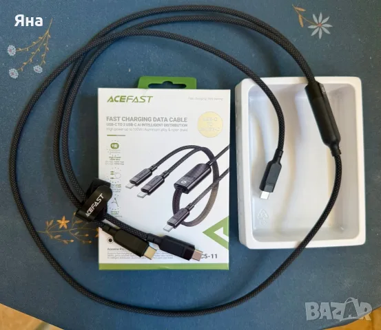 Kабел Acefast C5 2в1 с USB-C - USB-C / USB-C , снимка 2 - USB кабели - 55723346
