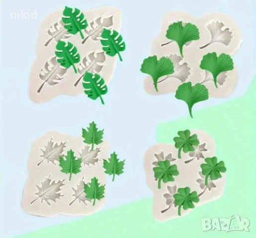 малки листа Гинко Билоба листо хавайско детелина силиконов молд форма фондан декор торта, снимка 4 - Форми - 50200150