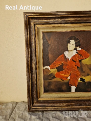 Страхотна антикварна холандска авторска картина масло върху платно , снимка 5 - Картини - 50781557