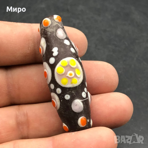 РИСУВАНО СТЪКЛО СТАРА МЪНИСТА ТАЛИСМАН ПРОТИВ УРОКИ АМУЛЕТ ДЗИ МЪНИСТА, снимка 3 - Антикварни и старинни предмети - 44656214