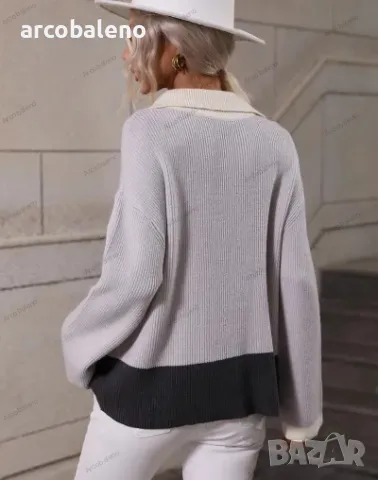 Дамски елегантен пуловер с дълъг ръкав и цип, 5цвята , снимка 4 - Блузи с дълъг ръкав и пуловери - 47885951