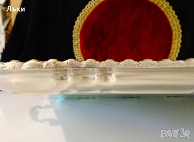 Посребрен бронзов поднос 2 кг.,56 см., снимка 7 - Антикварни и старинни предмети - 42504952