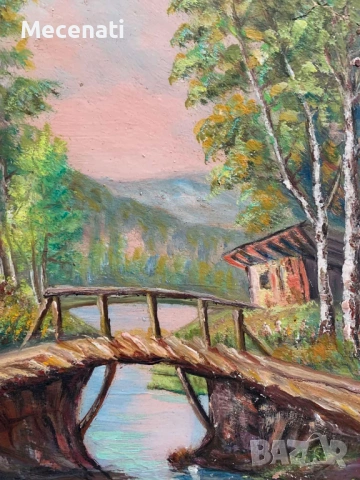 ВИКТОР ПОПОВ Масло/картон "Тетевенско - пейзаж" , снимка 8 - Картини - 53122724