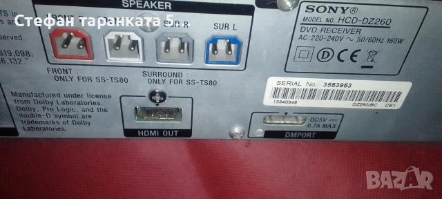 6-канален усилвател със радио тунер SONY , снимка 5 - Ресийвъри, усилватели, смесителни пултове - 54094518