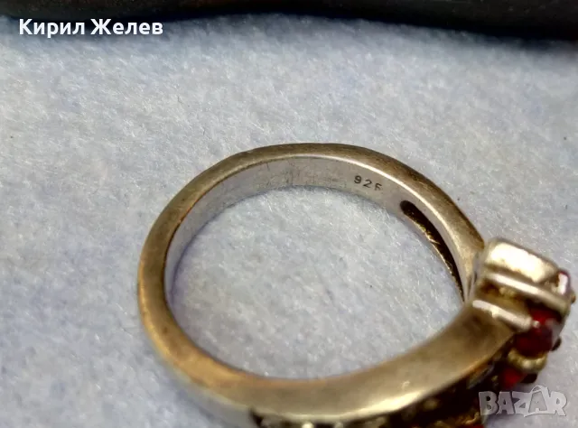 ШАРМАНТЕН СКЪПОЦЕНЕН СРЕБЪРЕН ПРЪСТЕН СРЕБРО 925 със ЗВЕЗДИЧКИ от ГРАНАТ и БЛЕСТЯЩИ ЦИРКОНИ 47491, снимка 5 - Пръстени - 49273093
