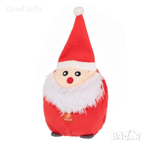 Коледен плюшен Дядо Коледа със звук, 12см