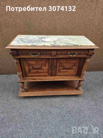 Шкаф с дърворезба и плот от мрамор, снимка 3 - Шкафове - 52807165