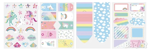 Книжка с изрязани стикери и картонени елементи Unicorn