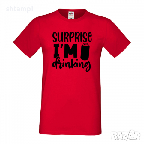 Мъжка тениска,Surprise I'm Drinking,Бира,Бирфест,Beerfest,Подарък,Изненада,Рожден Ден, снимка 3 - Тениски - 36387551