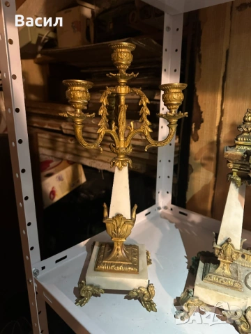 Каминен часовник комплект за камина 3 части , снимка 4 - Антикварни и старинни предмети - 54246466